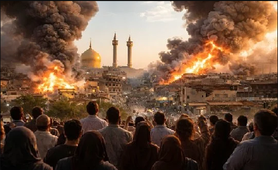 انفجارات عنيفة ،  مدينة قم وسط إيران ، إيران  ، حجم أضرار الحرب