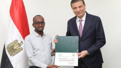وزير الزراعة ،  شهادات التخرج لـ 18 مبعوثاً  ،  دولة أفريقية وآسيوية